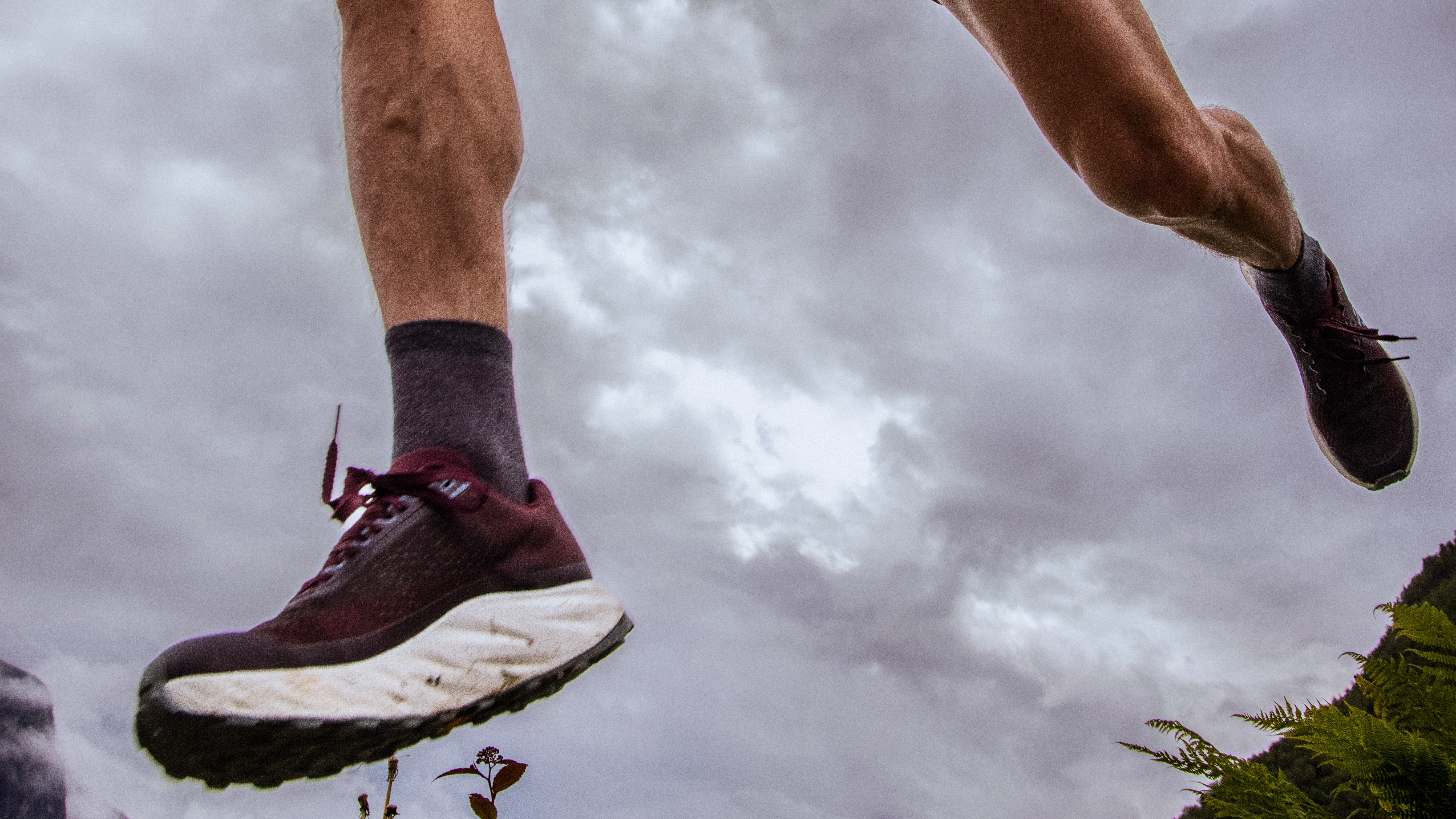 Close up of Kilian Jornet's shoes while running