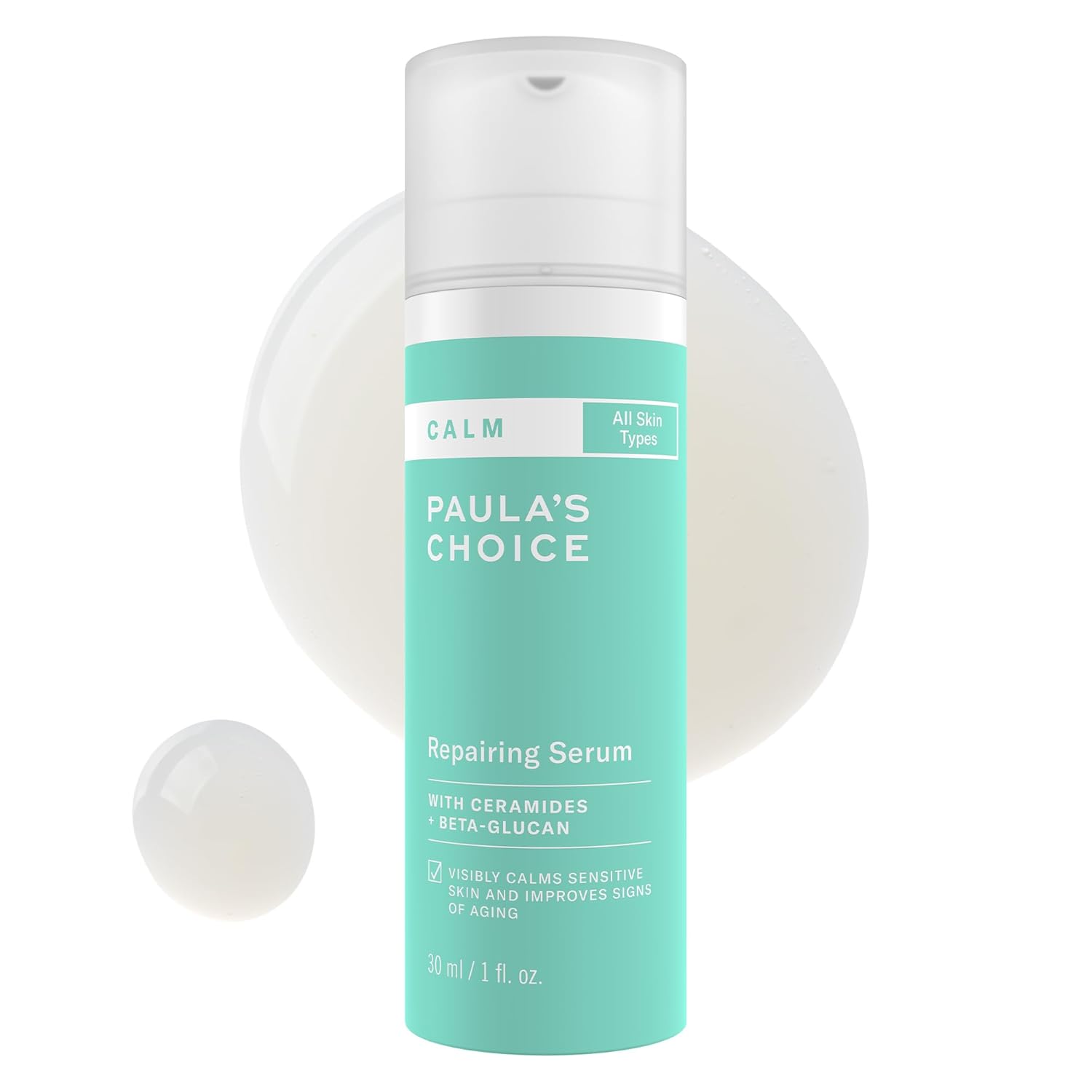 Paula&amp;rsquo;s Choice Calm Repairing Serum for Sensitive Skin, Calms + Soothes Redness, Lightweight Hydration With Hyaluronic Acid for All Skin Types, 1 Fl Oz