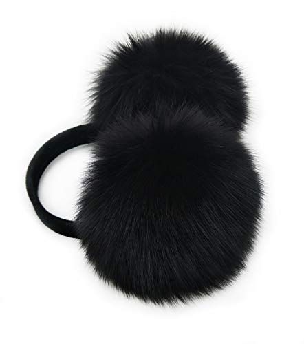 Hima Real Fox Fur Earmuff Made in Usa (black)