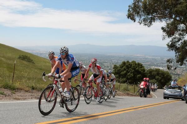 Jurgen Van De Walle (Quick Step) leads up one of the day's two climbs.
