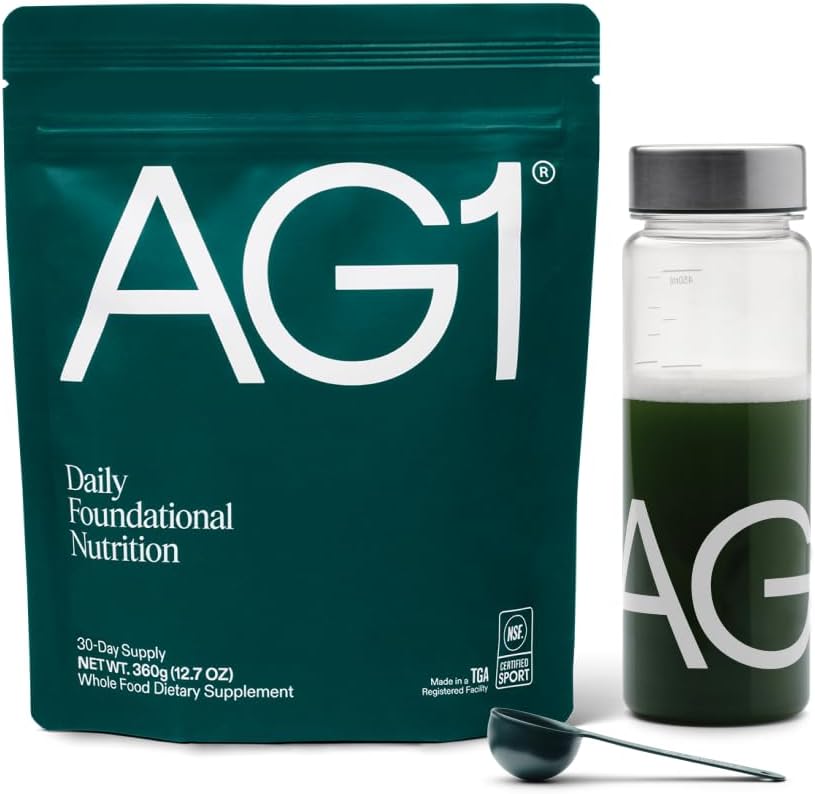 Ag1 Greens Powder Supplement | Improve Gut Health | Multivitamin, Probiotic, Gluten Free, Vegan and Keto Friendly | Shaker &amp;amp; Scoop Included | 75 Vitamins (athletic Greens), Classic Formula