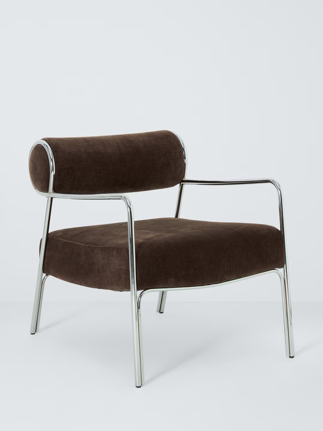 brown armchair with chrome frame