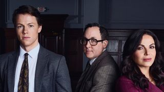 Milo Callaghan, P.J. Byrne and Lana Parrilla in a promotional image for "The Rainmaker" season 2