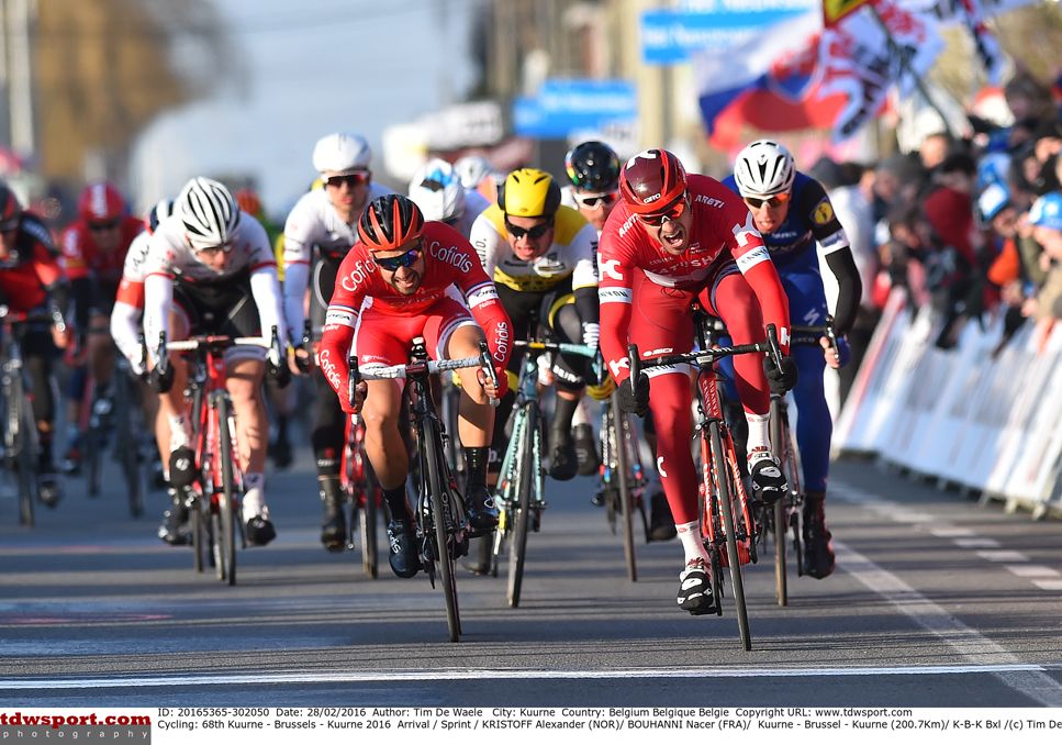 Kristoff finished second in Kuurne-Brussel-Kuurne for the second year in a row