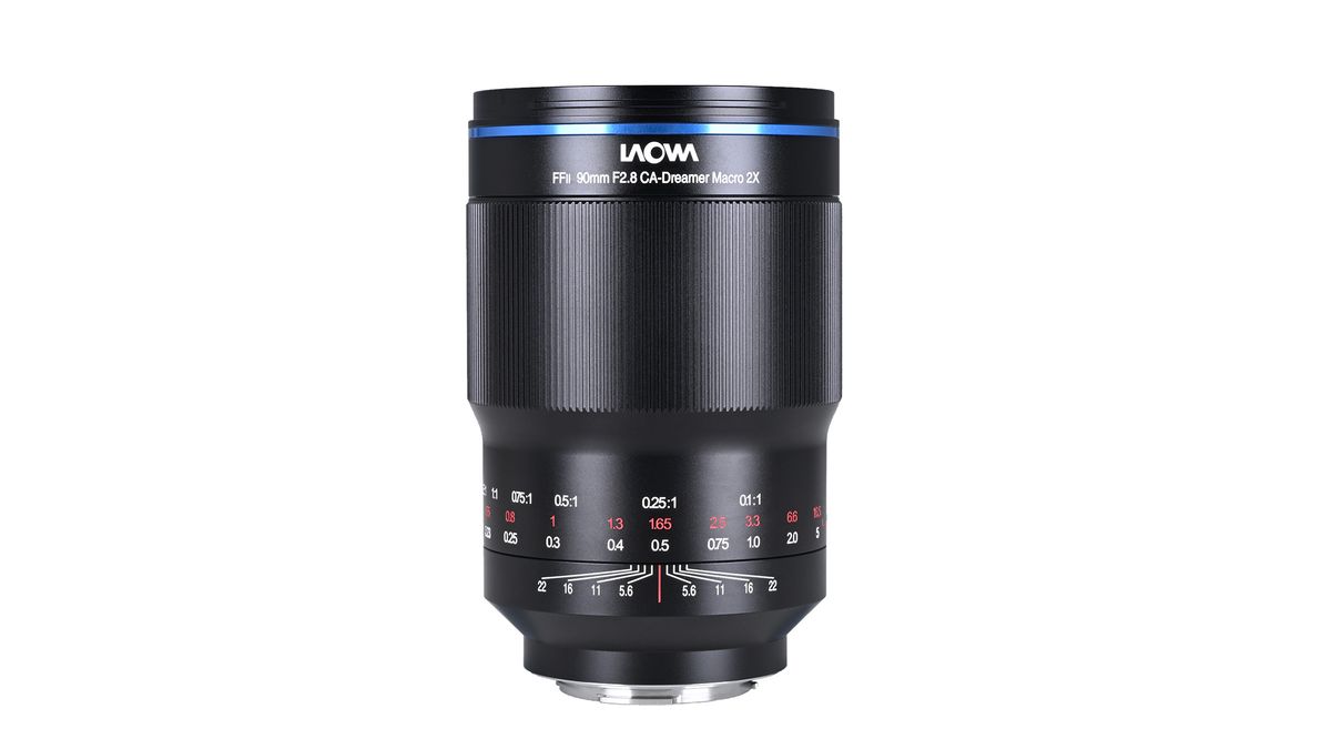 A black Laowa digital camera lens.