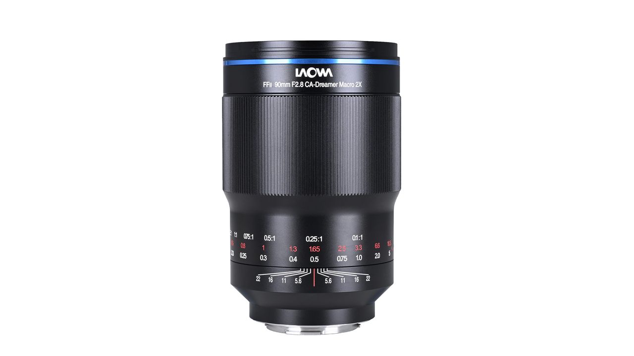 A black Laowa digital camera lens.