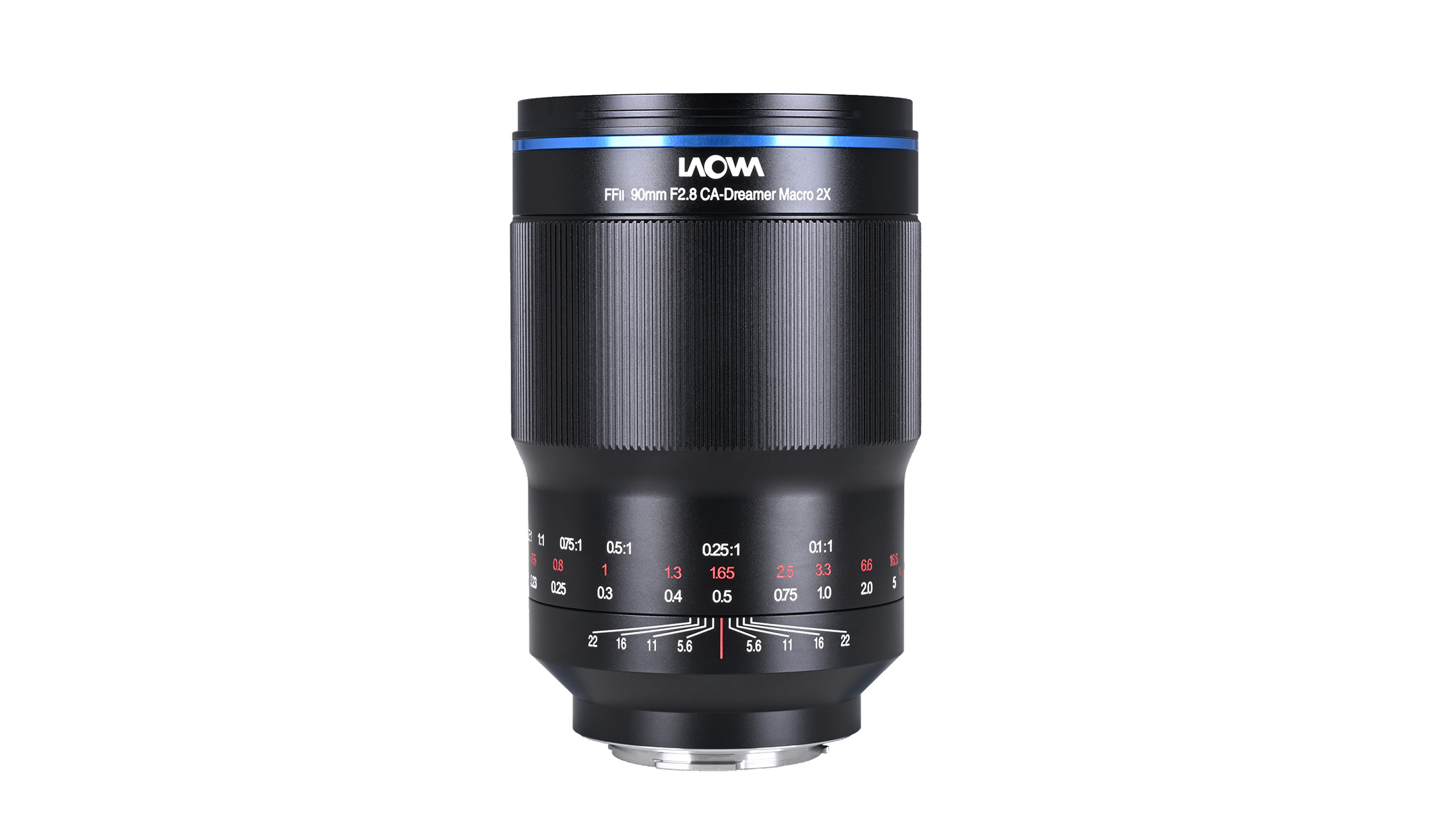 A black Laowa digital camera lens. 