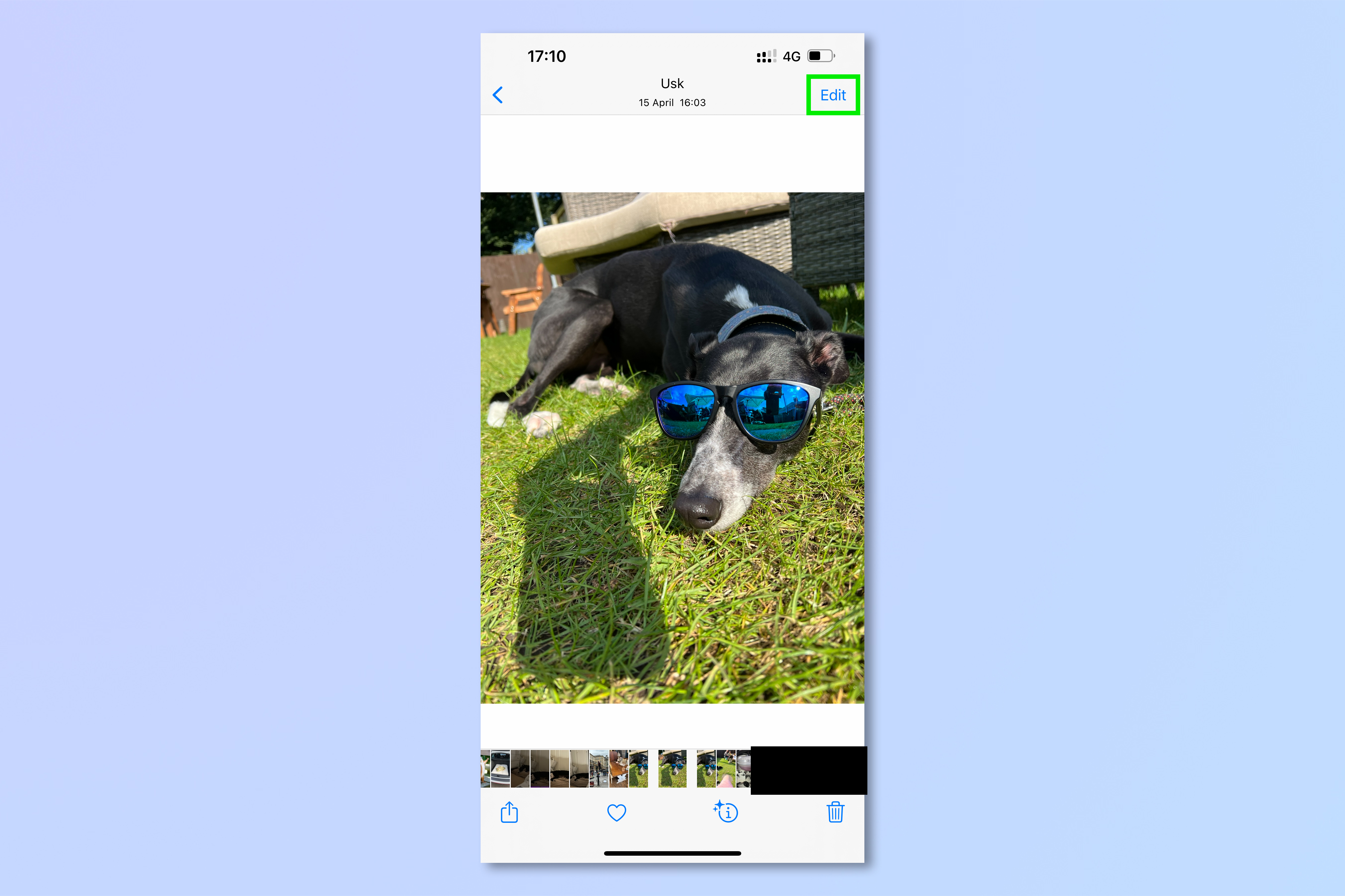 A screenshot showing how to edit photos on iPhone