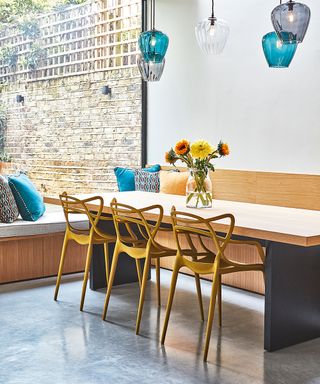 modern family kitchen extension with banquette seating
