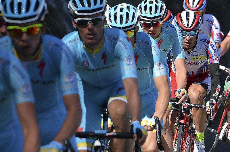 Alexandr Kolobnev (Katusha) on the end of the Astana train