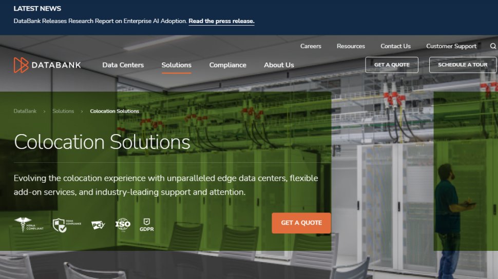 Website screenshot of DataBank (August, 2025)