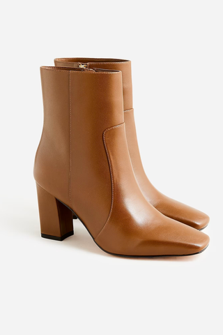 Almond-toe ankle boots in leather