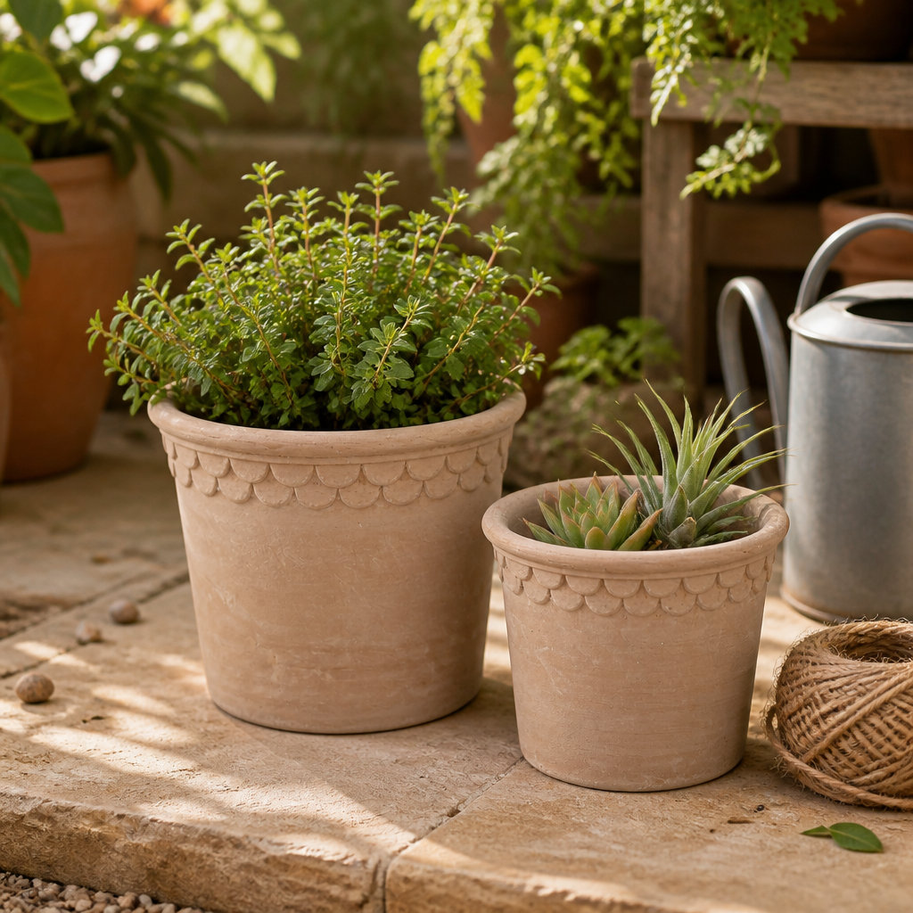 August Grove&amp;reg; Rustic Round Terracotta Planters for Home Office Decor - Classic Outdoor and Indoor Flower Pots for Living Room or Patio - Set of 2, 9", 7", Red | Wayfair