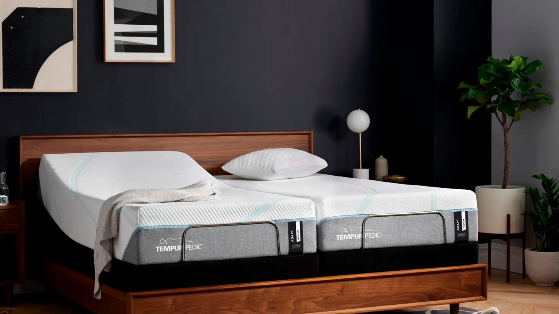 The Tempur-Pedic Tempur-Adapt Split King mattress on an adjustable bed base