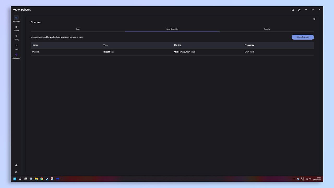 Malwarebytes antivirus software screenshot