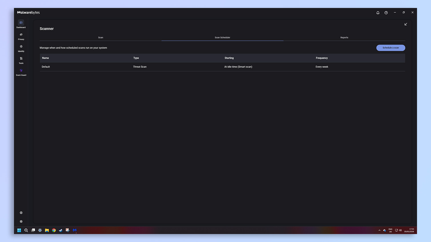 Malwarebytes antivirus software screenshot