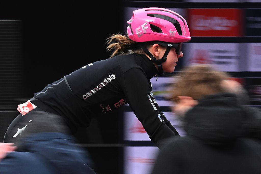 BRUGES, BELGIUM - MARCH 26: Alexandra Volstad of Canada and Team EF Education-Oatly prior to the 9th Ronde van Brugge - Tour of Bruges 2026, Women's Elite a 143.7km one day race from Bruges to Bruges on March 26, 2026 in Bruges, Belgium. (Photo by Luc Claessen/Getty Images)