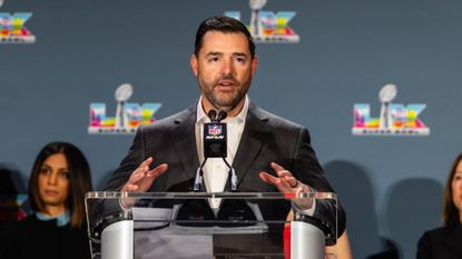 Jed York, Principal Owner San Francisco 49ers, speaks during a press conference after Super Bowl LX on February 9, 2026 at Moscone Center in San Francisco, CA. 