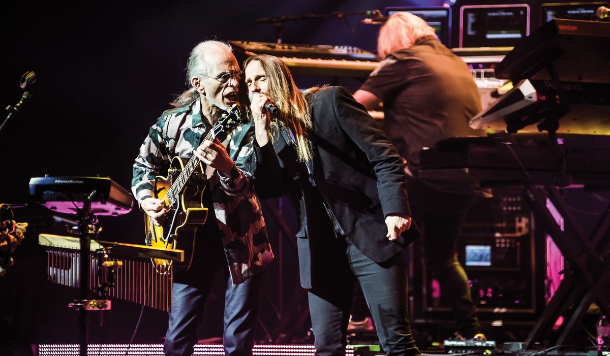 Steve Howe (left) and Jon Davison of Yes perform live onstage at The Palladium in London on March 25, 2018