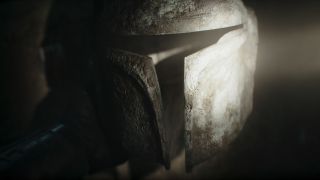 An ancient Mandalorian helmet from The Mandalorian season 3 trailer.
