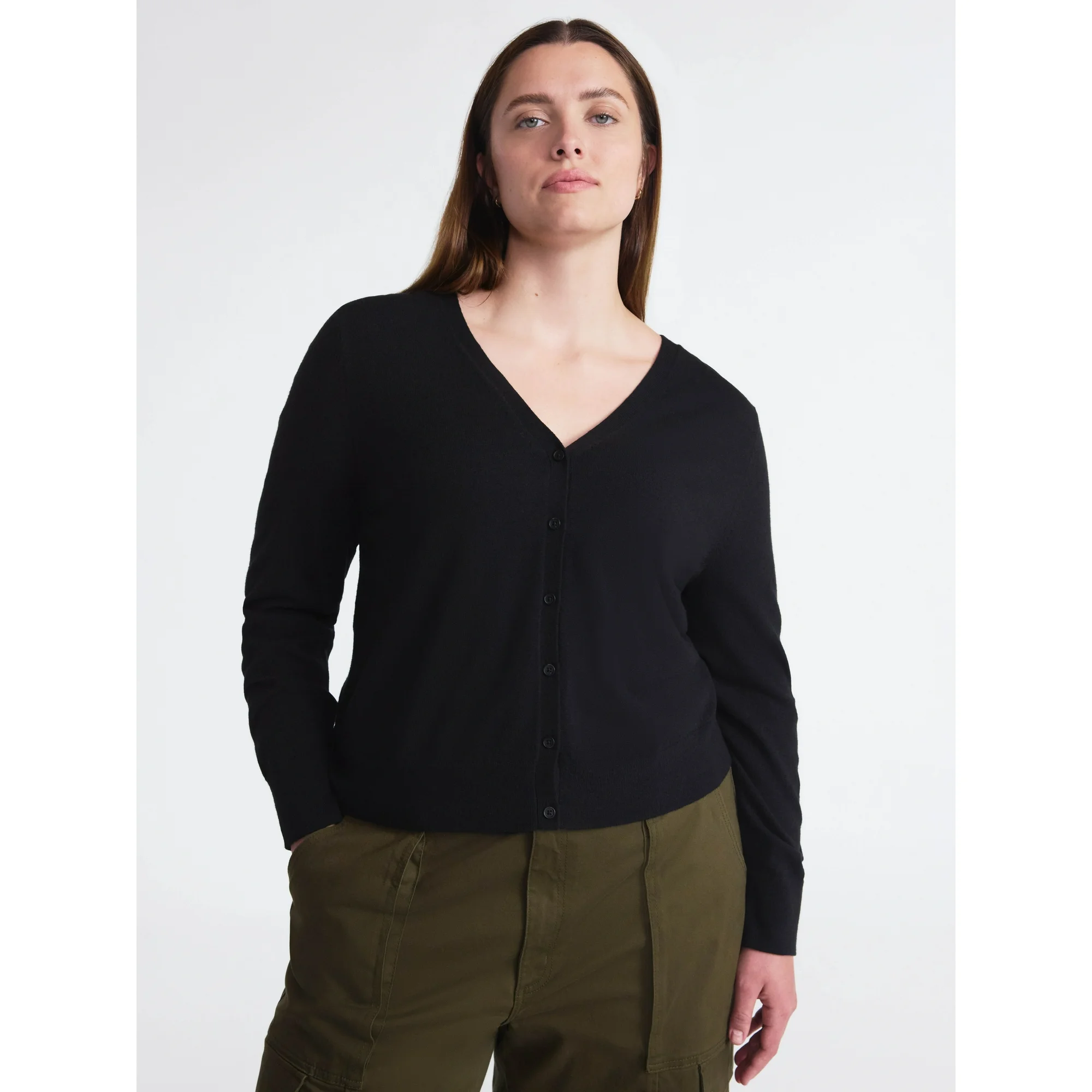 Scoop, Scoop Women's and Women’s Plus V Neck Cardigan Sweater, Lightweight, Sizes Xs-4x