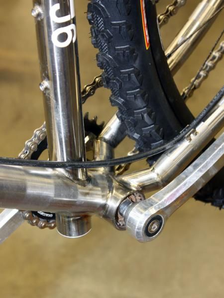 Groundup Designs builder Eric Baar wanted to use strictly straight tubes for his titanium hardtail frame so a lot of cutting, mitering and welding was required.