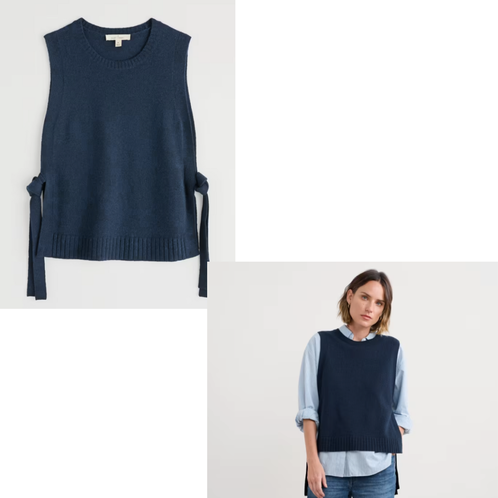 A cutout image of the Sea Aster Tie Side Knitted Vest 