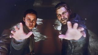 Jesse and Dylan Faden with hands outstretched, working paranatural magic.