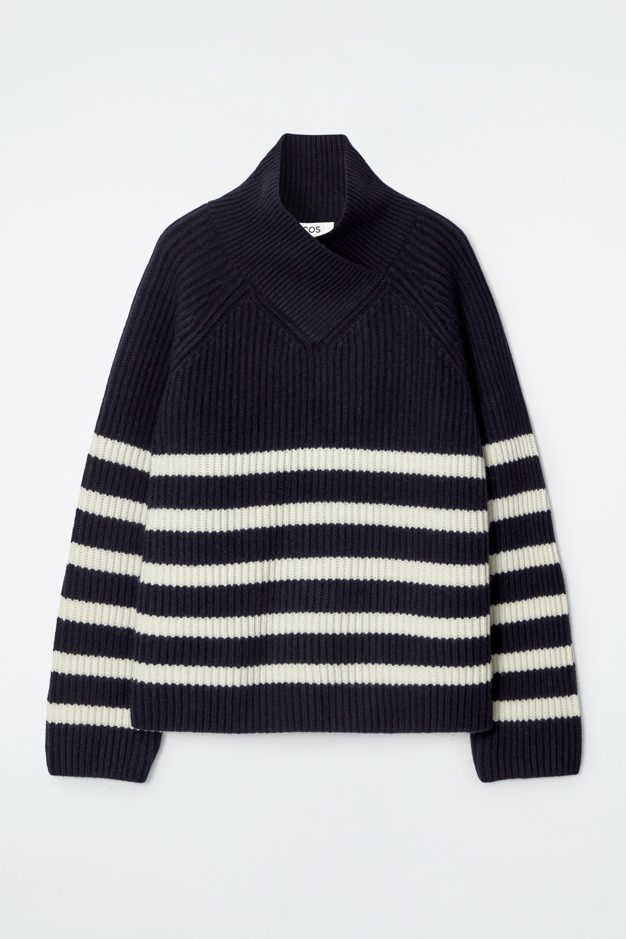 Wrap-Collar Merino Wool Jumper
