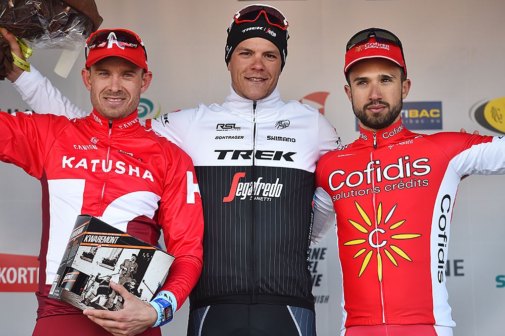 Jasper Stuyven (Trek-Segafredo) wins Kuurne-Brussel-Kuurne ahead of Kristoff and Bouhanni