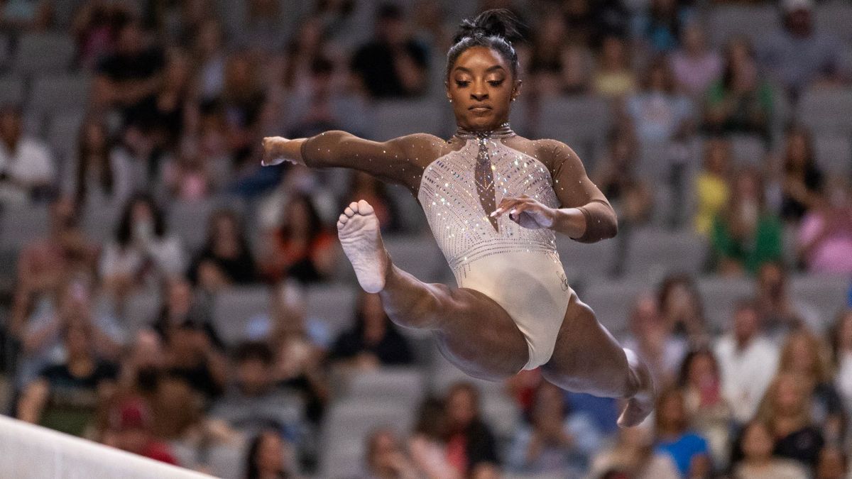 Simon Biles on the balance beam at the US Gymnastic Championship