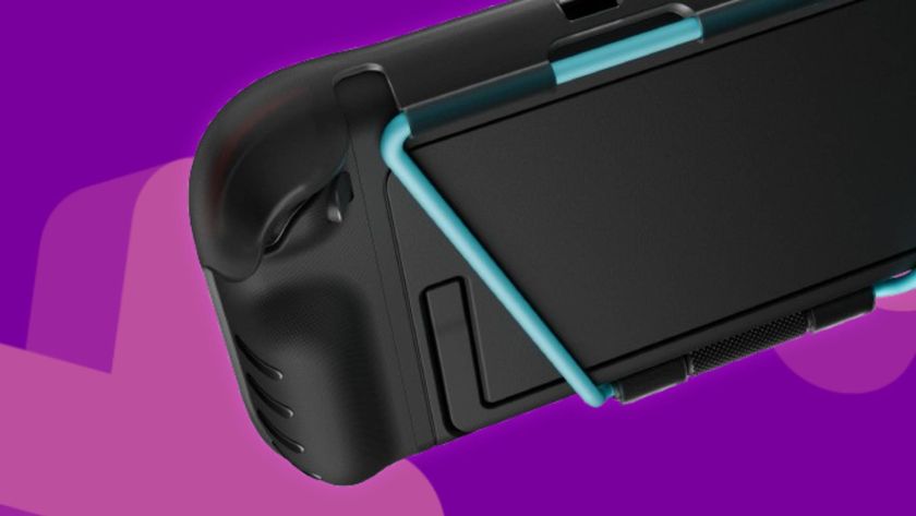 Image of Dbrand&#039;s Switch 2 Killswitch case on a purple GamesRadar+ background.