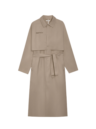 Womens Organic Cotton Trench Coat—taupe