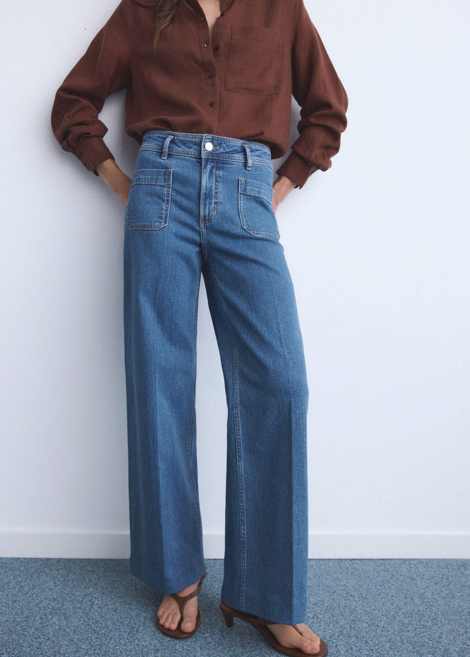 Wide Leg Jeans With Pockets - Women | Mango Usa