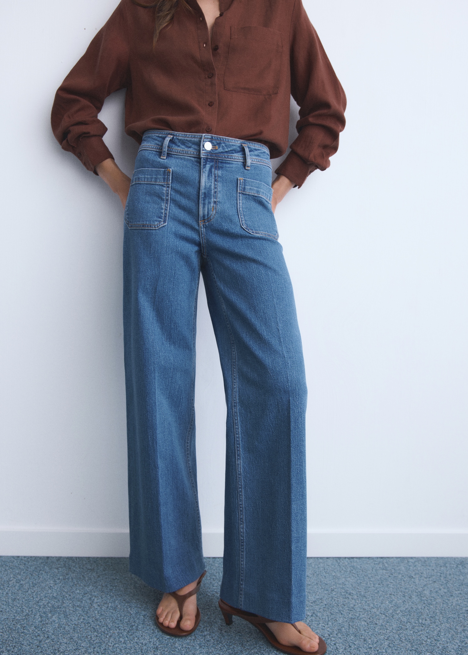 Wide Leg Jeans With Pockets - Women | Mango Usa