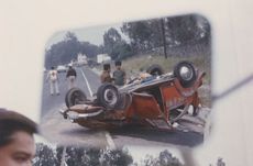 Photo of overturned car