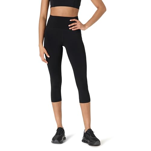 Amazon Essentials Women's Active Formflex Buttery Soft High Waist 19" Inseam Capri Yoga Workout Leggings With Pockets, Black, X-Small