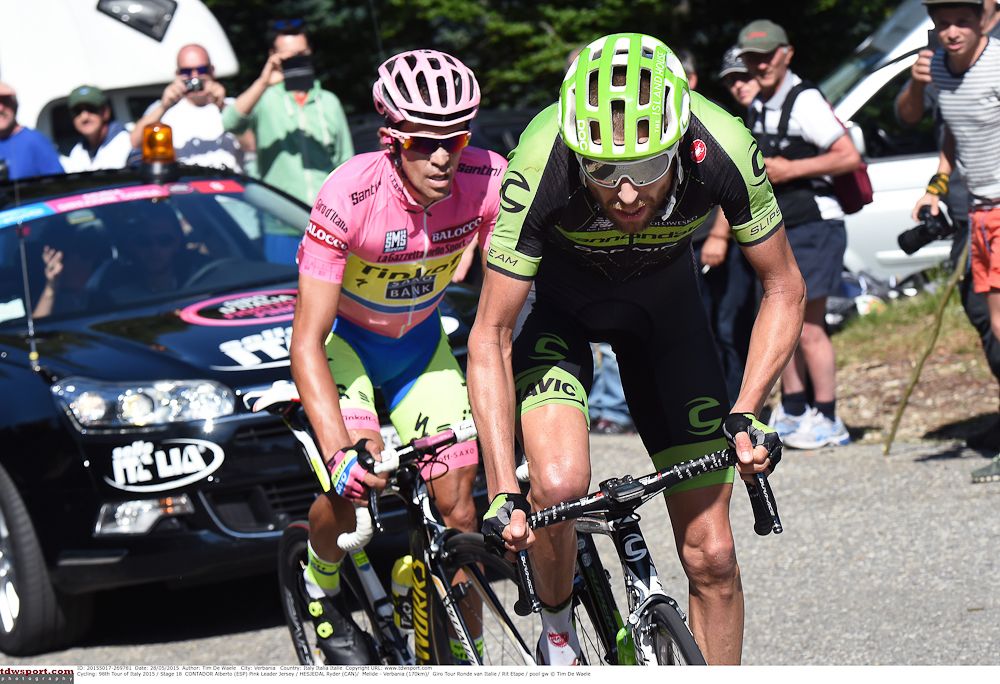 Ryder Hesjedal (Cannondale-Garmin) and Alberto Contador (Tinkoff-Saxo)