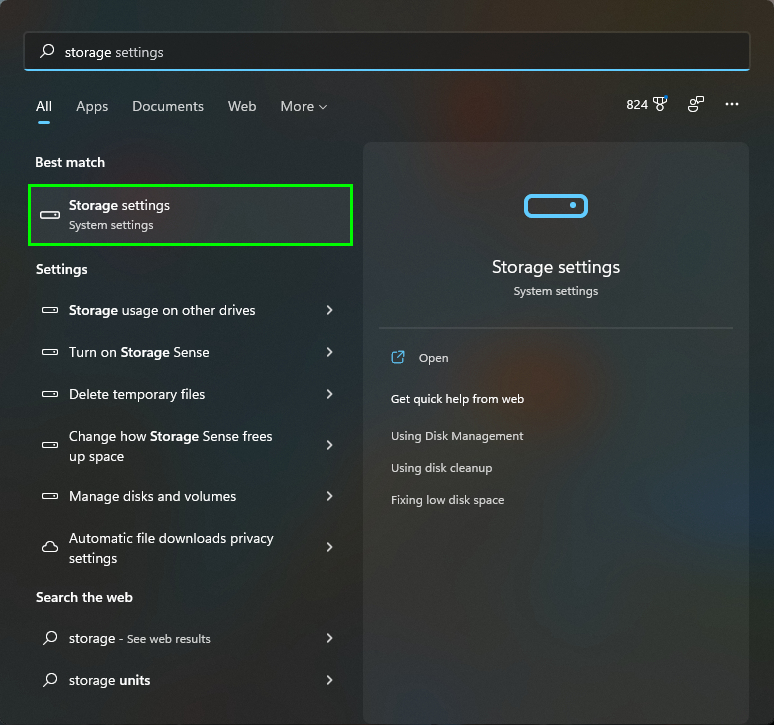 Browse system settings in Windows 11