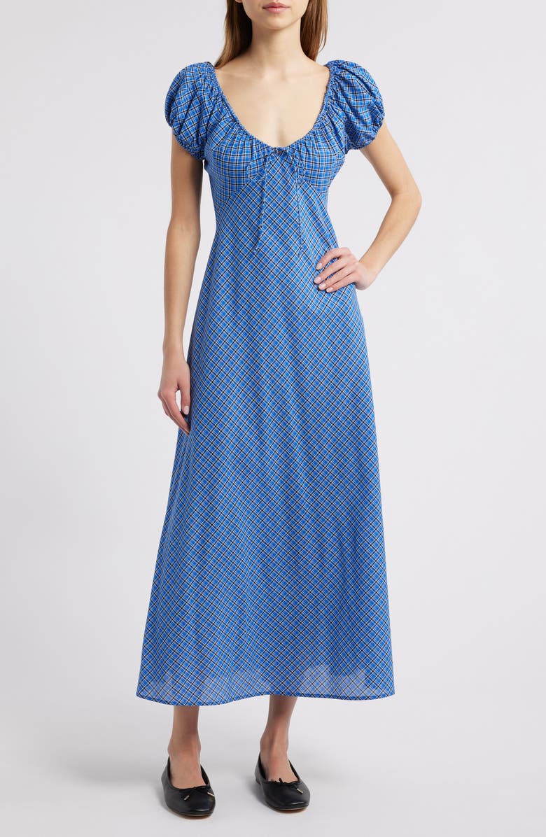 Sofia Check Organic Cotton Voile Midi Dress