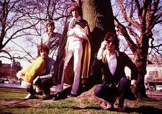 Pink Floyd, with Syd Barrett far right, on Wimbledon Common, spring1971