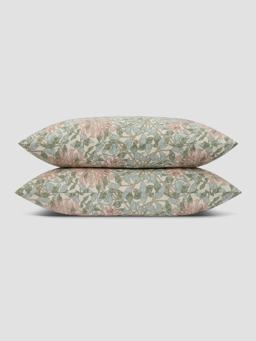 Botanically patterned pillowcase pair