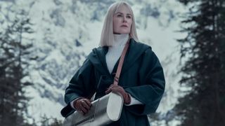 Nicole Kidman in a green coat and seen in a wintry landscape in a first-look image from "Nine Perfect Strangers" season 2