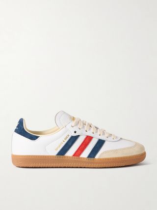 + Sporty & Rich Olympic Samba Og Satin and Suede-Trimmed Leather Sneakers