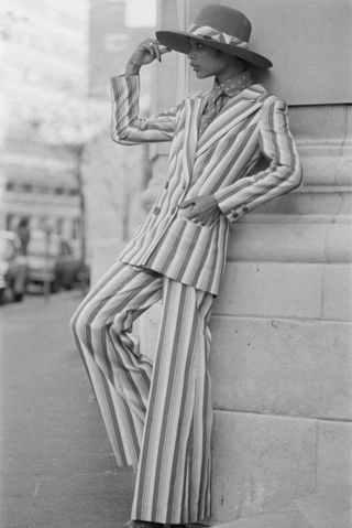 70s fashion - striped suit