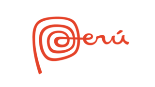 Peru tourist board logo in red with handwritten type