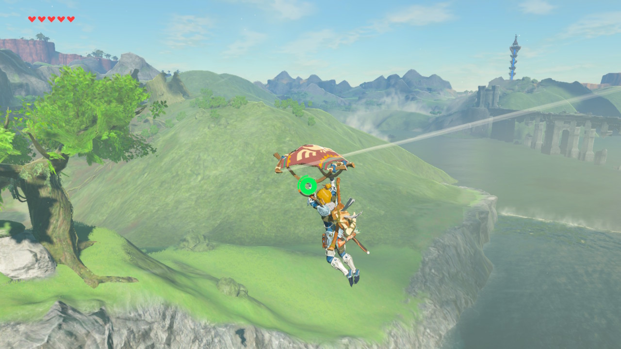 Link flies closer to the location of the West Necluda Breath of the Wild Captured Memories collectible.