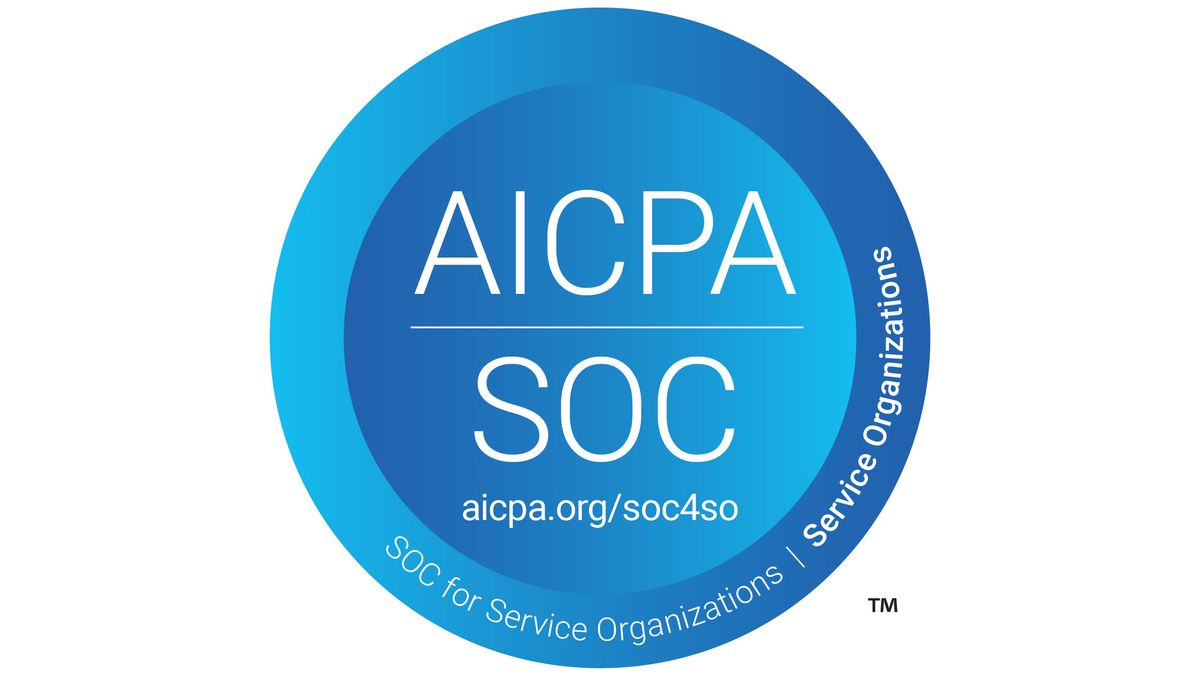 The badge for SOC certification which Carousel Digital Signage earned. 