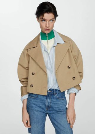 Cropped Trench Coat With Lapels - Women