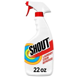 A white bottle of shout laundry stain remover. 